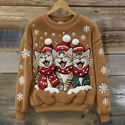 Luna™ | Blød Juletrøje med Søvnig Kat