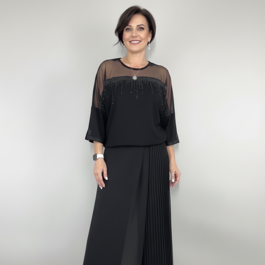 Elina™ | Bluse med Net og Pailletter