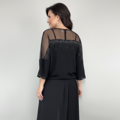 Elina™ | Bluse med Net og Pailletter