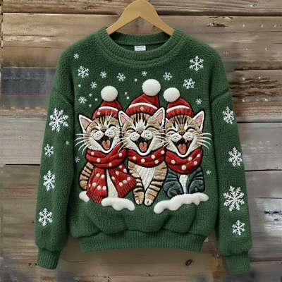 Luna™ | Blød Juletrøje med Søvnig Kat