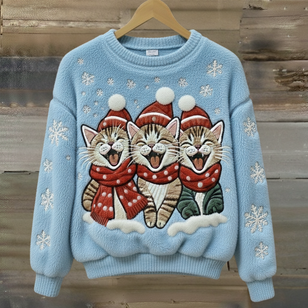 Luna™ | Blød Juletrøje med Søvnig Kat