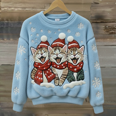 Luna™ | Blød Juletrøje med Søvnig Kat