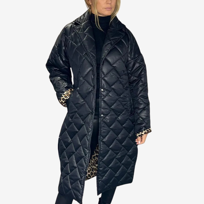 Anaïs™ | Den Vatterede Frakke med Leopardfor