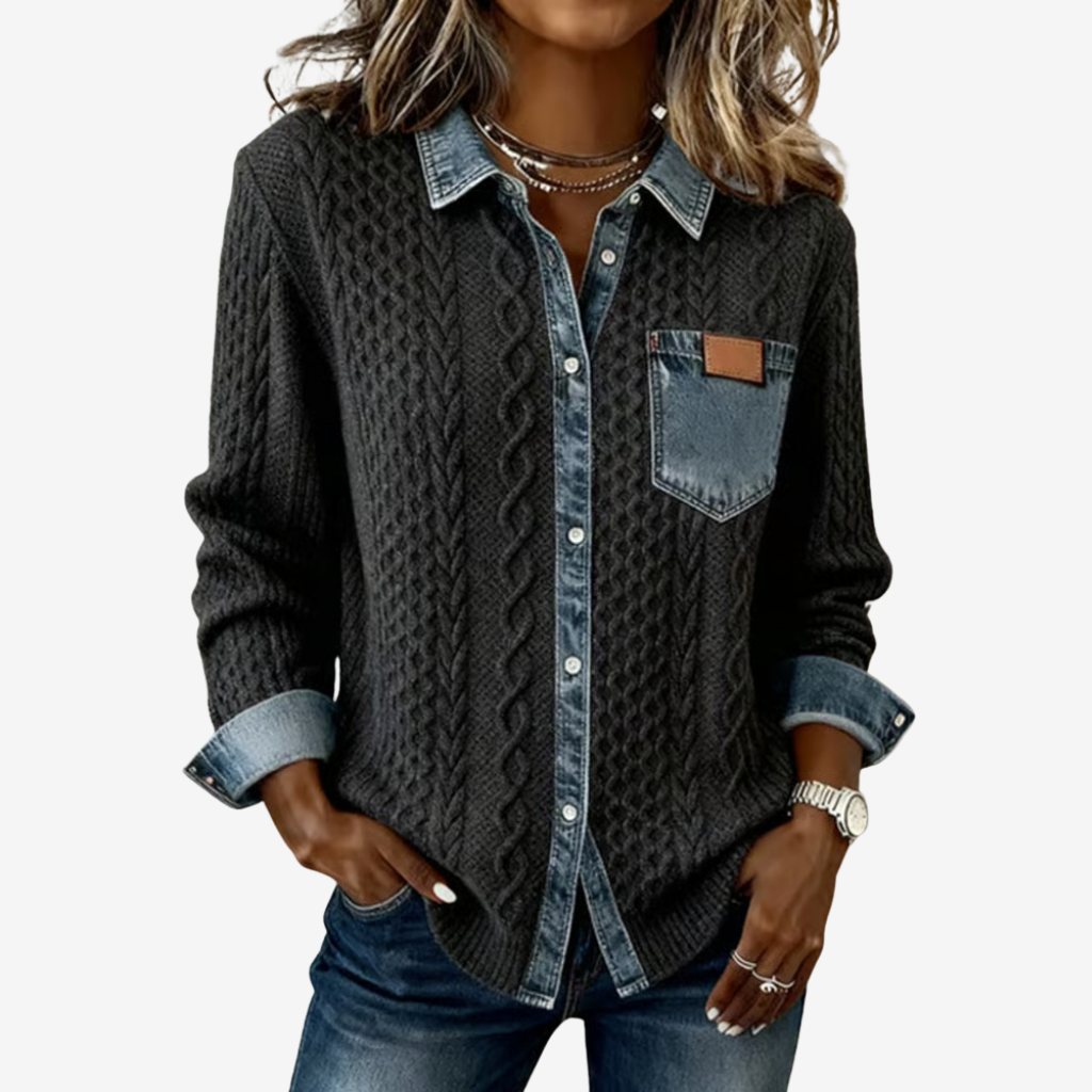 Mille™ | Skjorte med Denim Patchwork