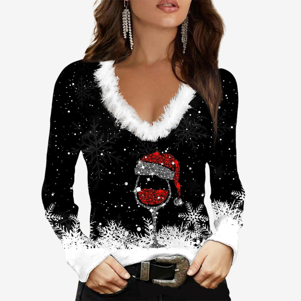 Noelle™ | Elegant Festbluse med V-udskæring